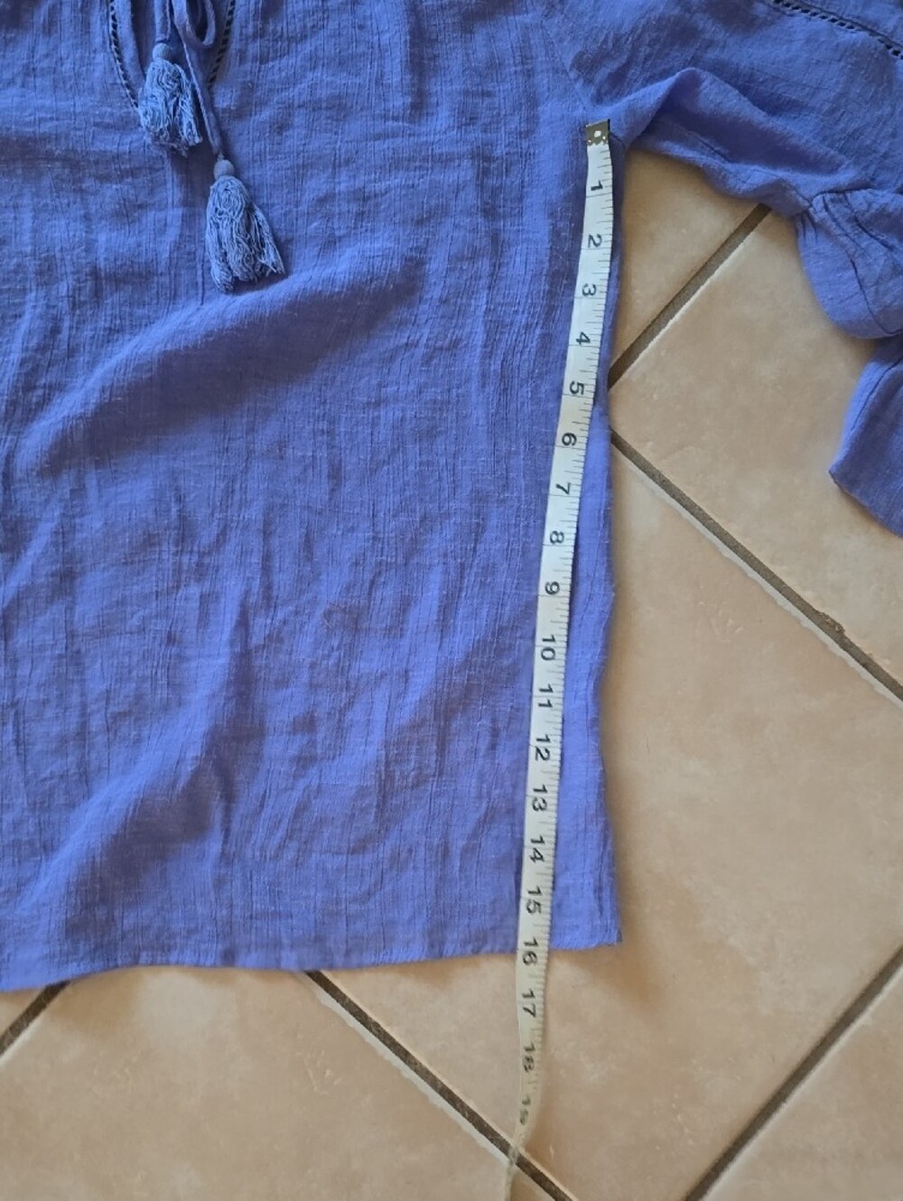 Counterparts Lavender Tassel Tie Peasant Top Size Medium - Picture 7 of 7